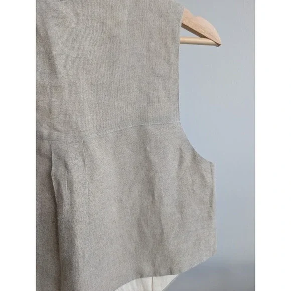 Free People 100% Linen Set 0 Shorts Vest Beige V Neck boho Malia - Picture 10 of 10